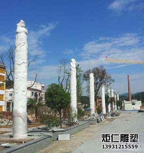 汉白玉石材文化柱制作、安装