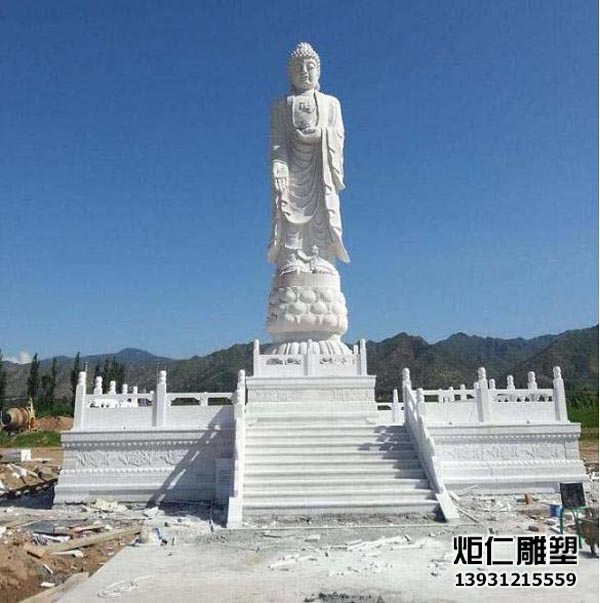 大型汉白玉站佛像制作、安装(图1) 1-220G51A541B0.jpg