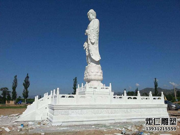 大型汉白玉站佛像制作、安装(图2) 1-220G51A541601.jpg